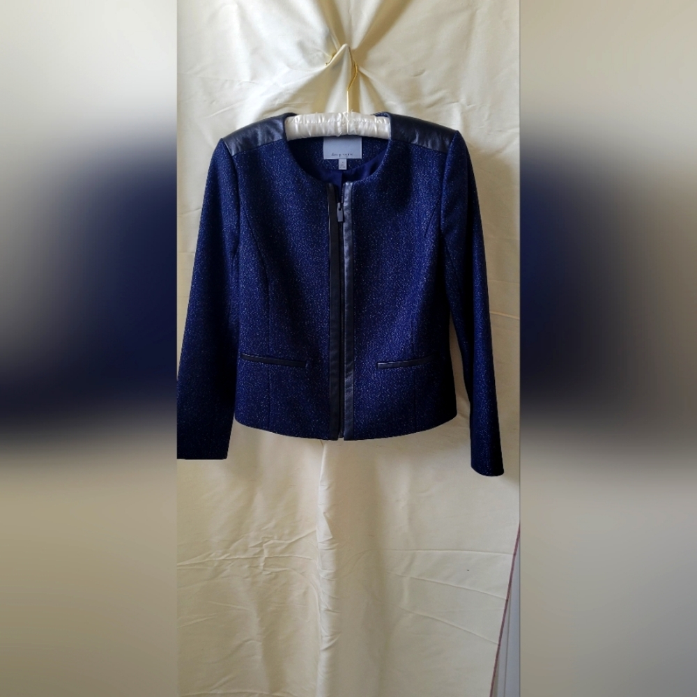 Classiques Entier Navy wool with leather trim Jacket